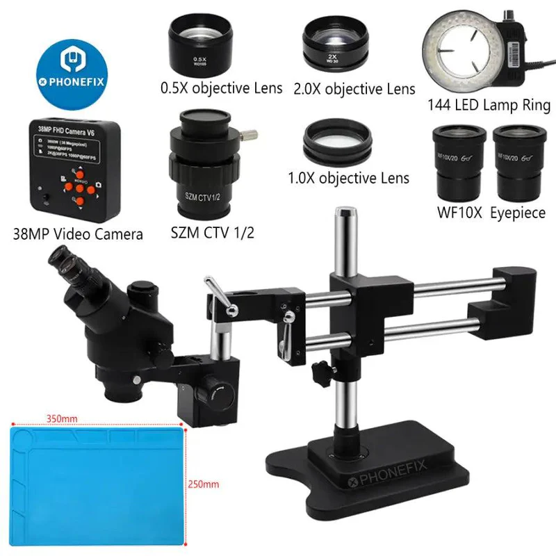 Microscópio estéreo de braço d - Stereo Trinocular Microscope Pcb avaliação e preço